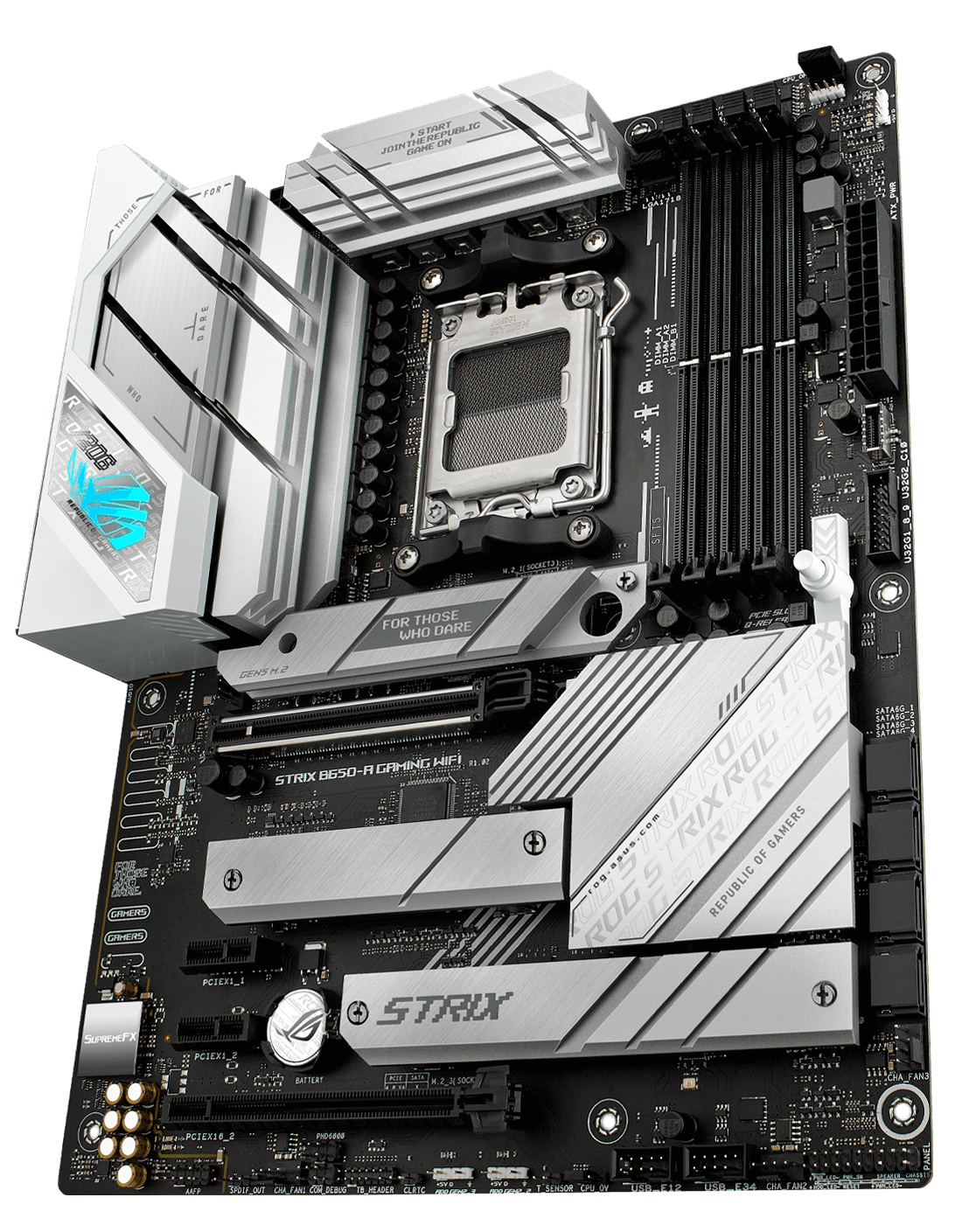 ROG Strix B650-A PCIe 5.0 M.2 和擴展槽佈局