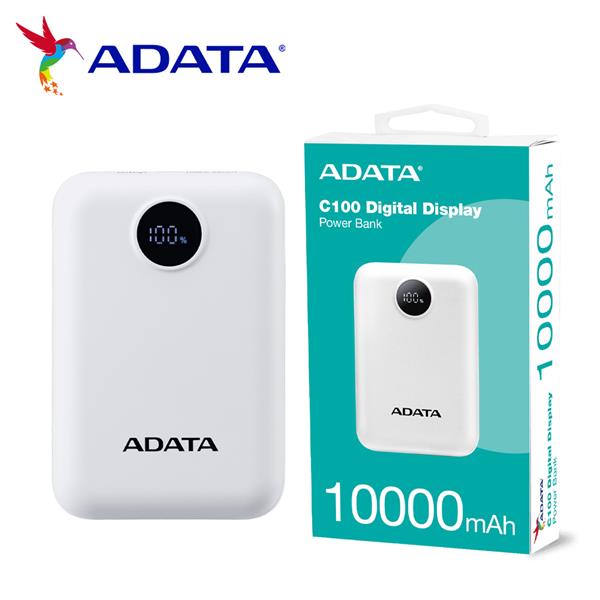 威剛 C100 Digital 10000mAh (白色)PD/QC 20W高效快充行動電源