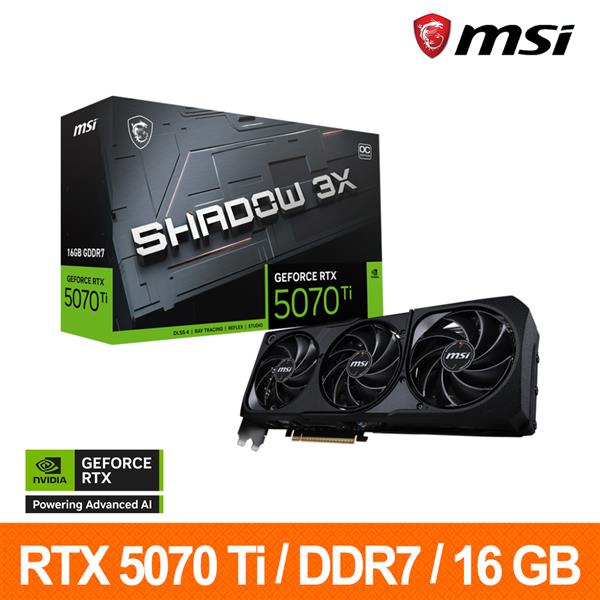 微星MSI RTX 5070 Ti 16G SHADOW 3X OC 顯示卡