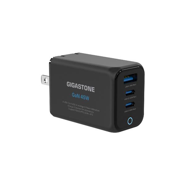 GIGASTONE PD-7451B氮化鎵45W三孔充電器(黑)