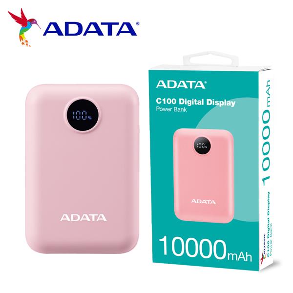 威剛 C100 Digital 10000mAh (粉色)PD/QC 20W高效快充行動電源