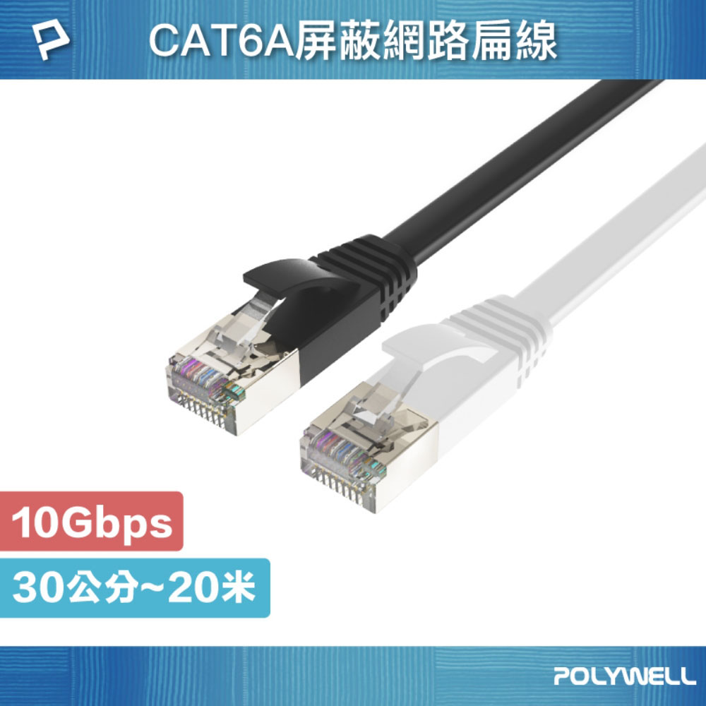 CAT6A扁線 30公分~20米 高速網路線 RJ45 福祿克認證