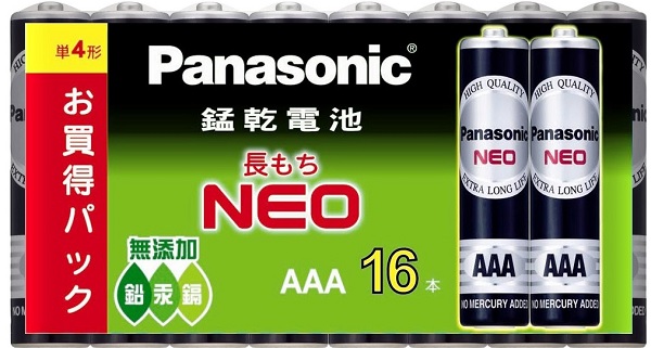Panasonic 錳乾電池 4號 16入(長) ( R03NNT/16SW (60個/箱) )