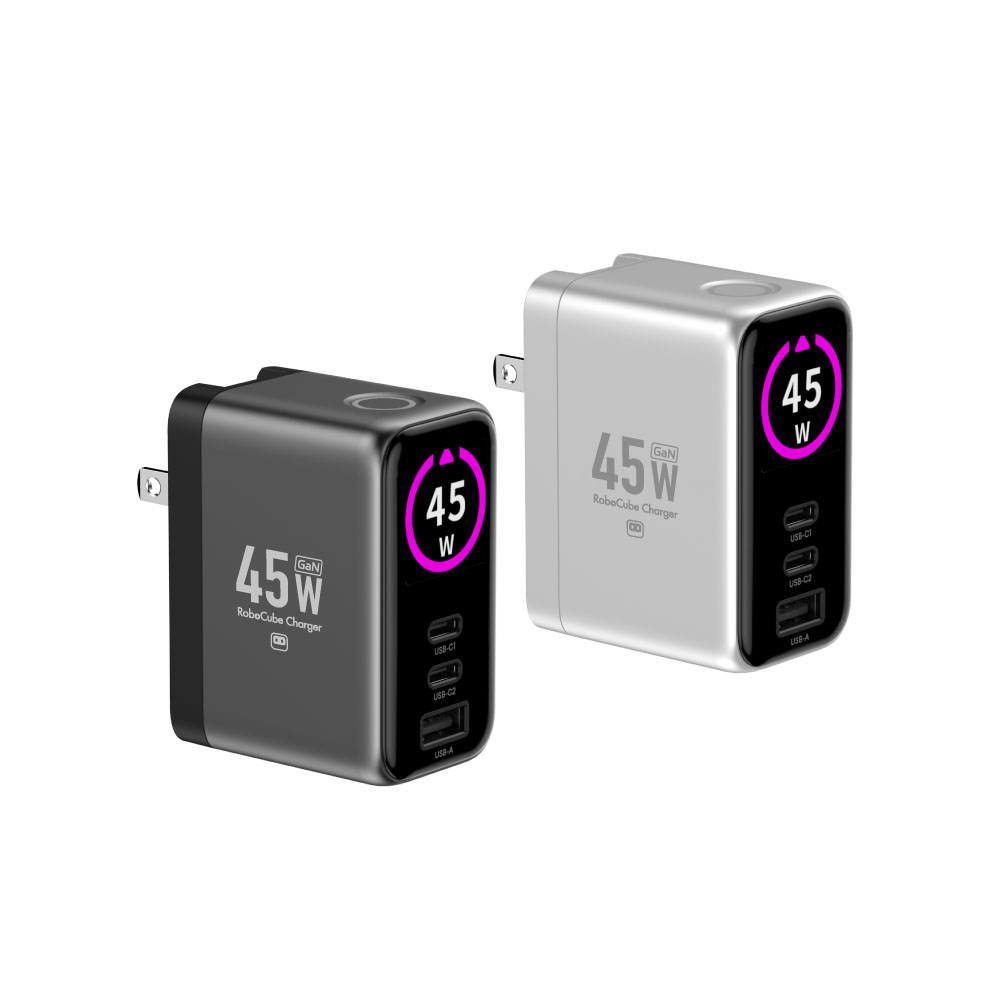 45W多模數顯電源供應器 雙USB-C孔+1A孔 GaN氮化鎵晶片