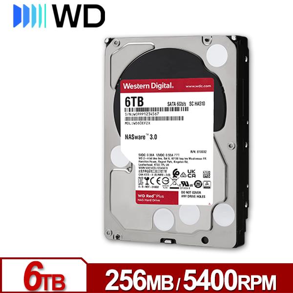 WD60EFPX 紅標Plus 6TB 3.5吋NAS硬碟