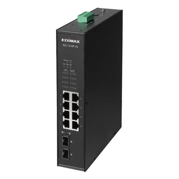 EDIMAX IGS-1210P V2 (MIT) 10 埠工業用寬溫Gigabit長距離 PoE+ 網路交換器