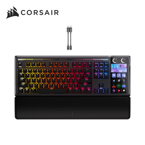 海盜船Corsair GALLEON 100 海皇SD多媒體 5吋LCD RGB機械鍵盤【紫軸 | 黑．英文】