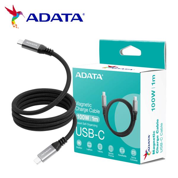威剛Type-C TO Type-C 100W 10Gbps 磁吸收納 編織 充電線
