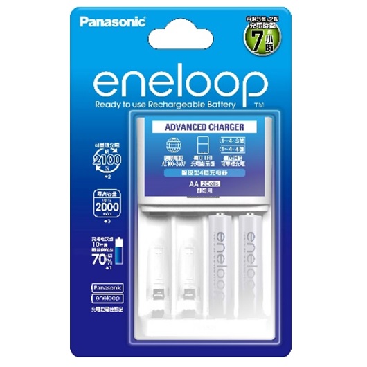 Panasonic BQ-CC17智控型電池充電器 + eneloop 標準型3號2入 ( K-KJ17MC20TW (12個/箱) )