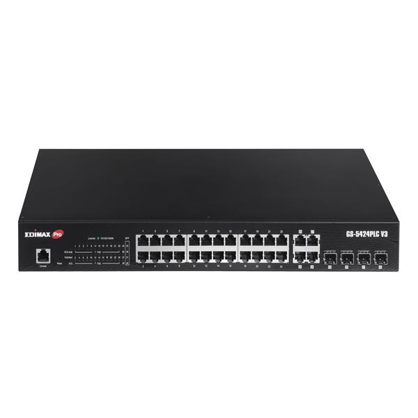 EDIMAX GS-5424PLCV3(MIT)視訊監控PoE+ 長距離28 埠Gigabit 智慧型網路管理交換器