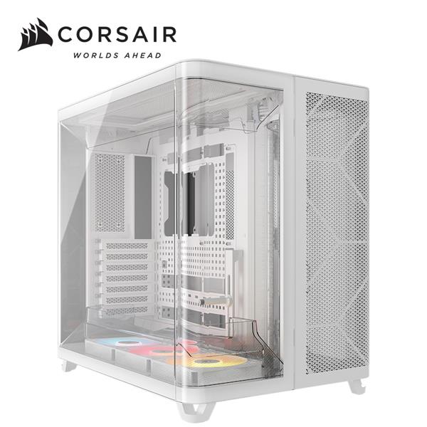 海盜船Corsair Air 5400 三艙室全景玻璃 E-ATX機殼【白｜附RS120R炫光風扇*3】