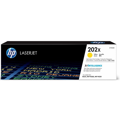 HP 202X 高容量黃色碳粉匣