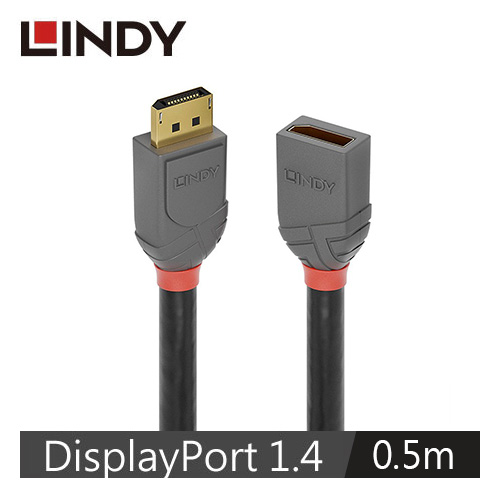 LINDY林帝 ANTHRA系列 DISPLAYPORT 1.4版 公 TO 母 延長線, 0.5M