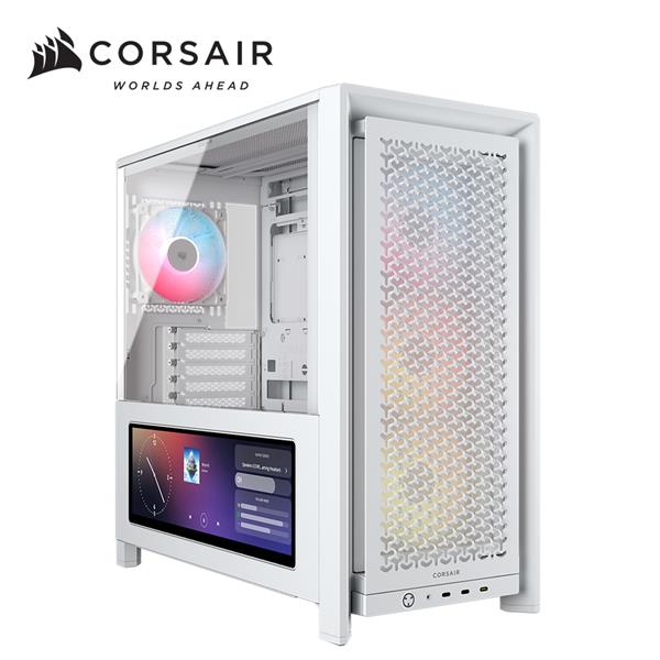 海盜船Corsair Frame 4000D機殼含XENEON EDGE LCD螢幕【白｜附RS120炫光風扇*4】