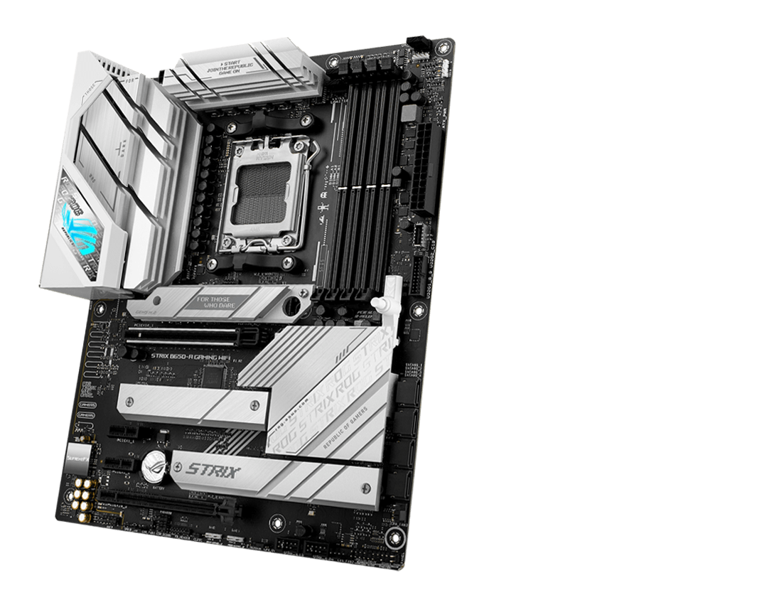 ROG Strix B650-A 正面和背面設計提供乾淨、現代的美感
