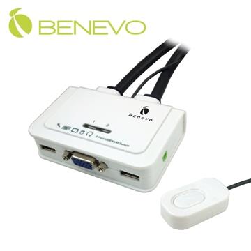BENEVO UltraKVM帶線型 2埠VGA+USB2.0多電腦切換器(含音效) ( BKVM12TA )