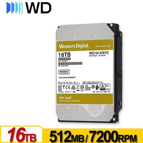 WD161KRYZ 金標 16TB 3.5吋企業級硬碟