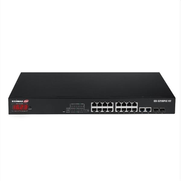 EDIMAX GS-5216PLC V2長距離16埠網管型PoE+網路交換器