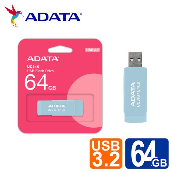威剛 UC310 64GB USB3.2旋轉隨身碟(藍)