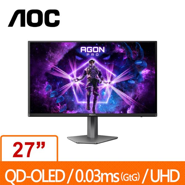 AOC AGON Pro 27型 AG276UZD 4K UHD QD-OLED (可旋轉)液晶電競螢幕