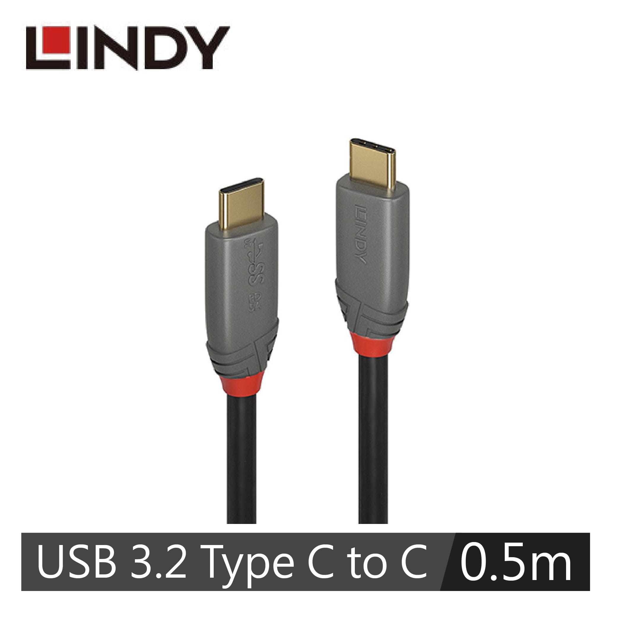 LINDY林帝 USB3.2 GEN2x2 TYPE-C 公TO公 傳輸線+PD智能電流晶片0.5M