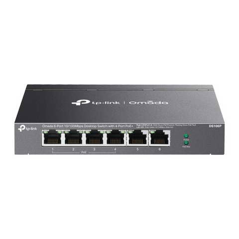 TP-LINK Omada 6-埠10/100Mbps 非管理型桌上型交換器(含 4 埠 PoE+) ( DS106P(UN) Ver:1.0 )