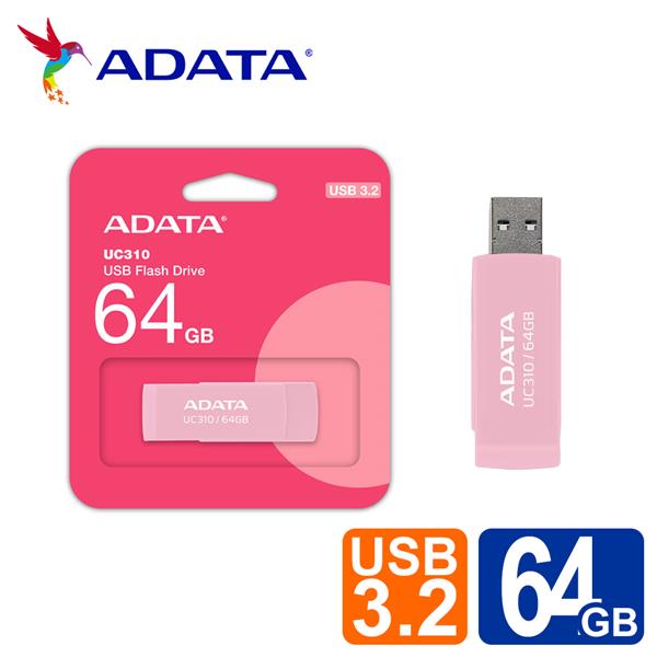 威剛 UC310 64GB USB3.2旋轉隨身碟(粉)