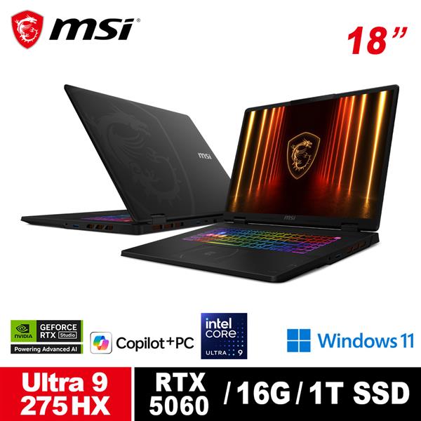 微星 MSI Crosshair 18 HX AI A2XWFKG-058TW 18吋筆電