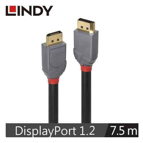 LINDY林帝 ANTHRA系列 DISPLAYPORT 1.2版 公 TO 公 傳輸線 7.5M