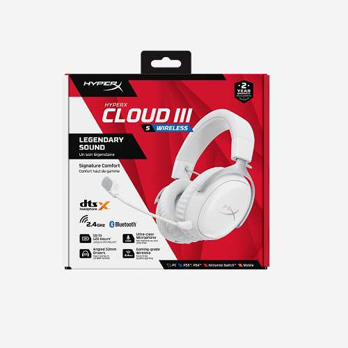 HyperX Cloud III S 無線白色遊戲耳機