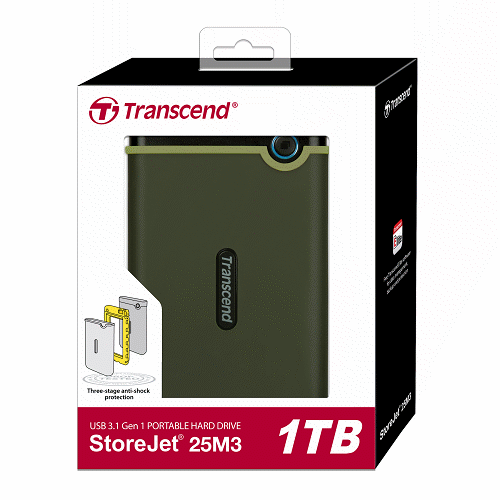TRANSCEND 1TB 2.5吋 軍規級抗震行動硬碟