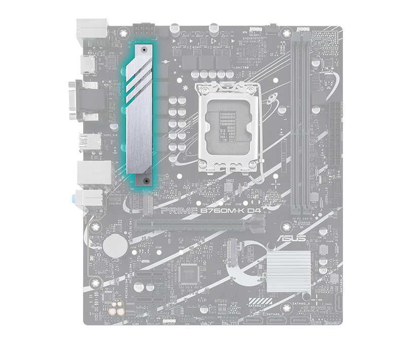 帶有 VRM 散熱器圖像的 Prime 主板