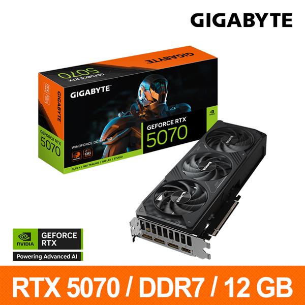 技嘉GIGABYTE GV-N5070WF3OC-12GD 顯示卡 RTX5070