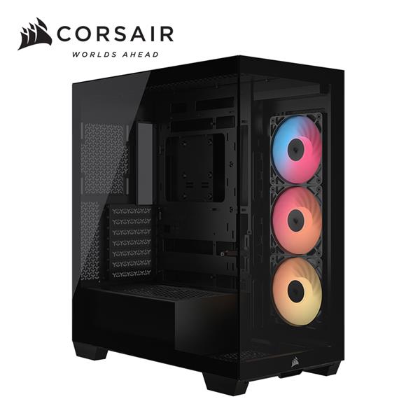 海盜船Corsair 3500X 全景玻璃透側 E-ATX機殼【黑｜附RS120R炫光風扇*3】