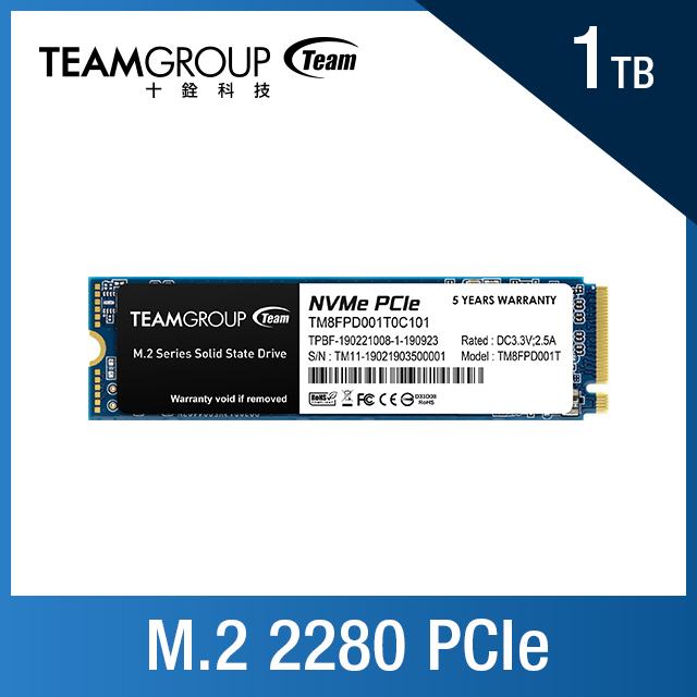 TEAM十銓 MP33 PRO 1TB M.2 PCIe SSD ( TM8FPD001T0C101 )