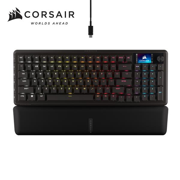 海盜船Corsair VANGUARD 先鋒者 LCD RGB機械鍵盤【MLX量子白軸 | 黑.英文】
