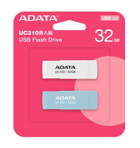 UC310 32GB 無蓋旋轉碟兩入組/白色/粉藍色/USB3.2
