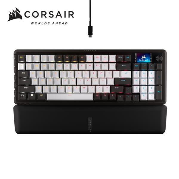 海盜船Corsair VANGUARD先鋒者LCD RGB機械鍵盤【段落紫軸 | 黑白．英文】