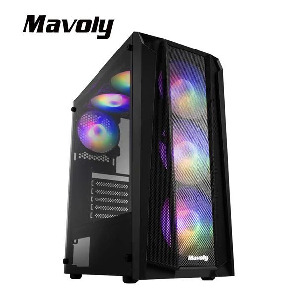松聖Mavoly 荔枝 玻璃透側 ATX機殼【黑】
