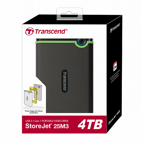 TRANSCEND 4TB 2.5吋 軍規級抗震行動硬碟