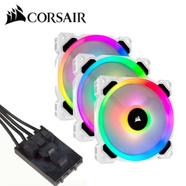 海盜船Corsair LL120 RGB LED 白機殼風扇*3+控制器