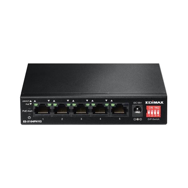 EDIMAX GS-1105PE (MIT)長距離 5 埠 Gigabit PoE+網路交換器