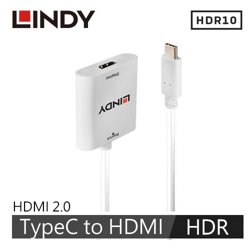 LINDY林帝 主動式USB3.1 TYPE-C To HDMI2.0 4K/60HZ HDR轉接器