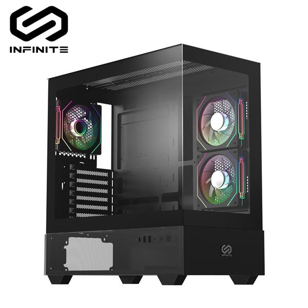 松聖INFINITE AURA X01全景玻璃透側 支援背插 E-ATX電競機殼【黑】