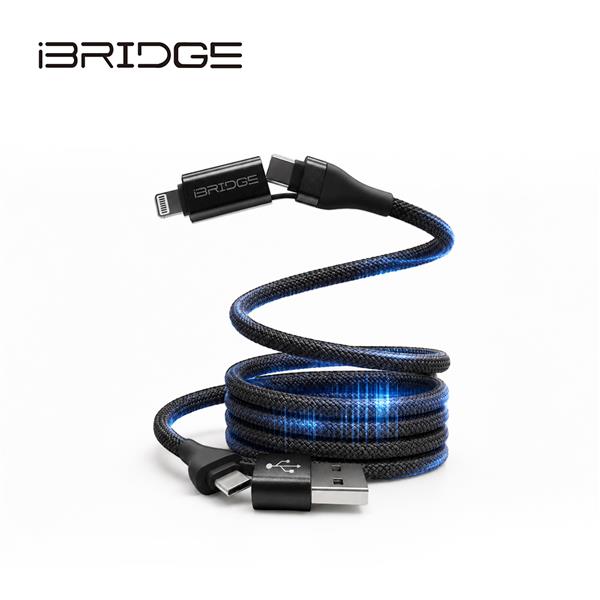 iBRIDGE 100W四合一磁吸編織線 - 夜幕黑 (IBA010)
