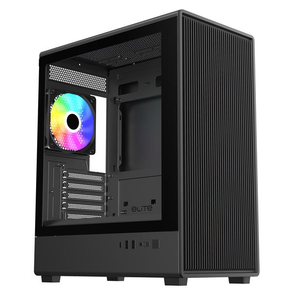 酷碼Cooler Master Elite 350 電腦機殼/強化玻璃側板/內含 12cm ARGB 風扇*4