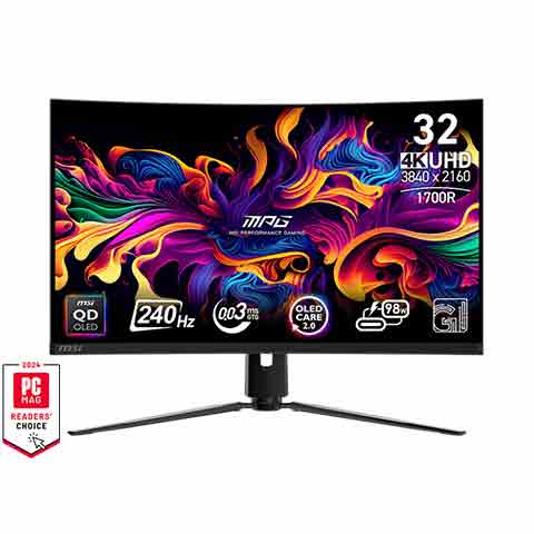 MSI MPG 321CURX QD-OLED HDR曲面電競螢幕 (32型/4K/240Hz/0.03ms/QD-OLED/Type-C)