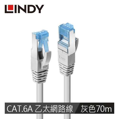 LINDY林帝 CAT.6A 乙太低煙無鹵網路線 S/FTP, 灰色, 70m