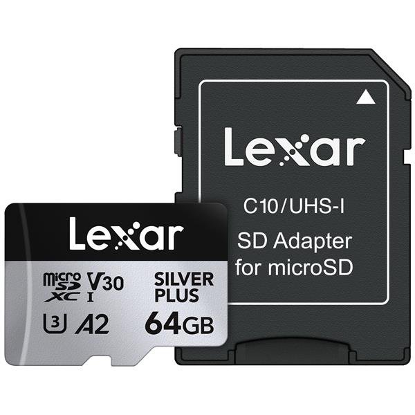 Lexar 雷克沙 Silver Plus MicroSDXC UHS-I(U3) A2 64G記憶卡