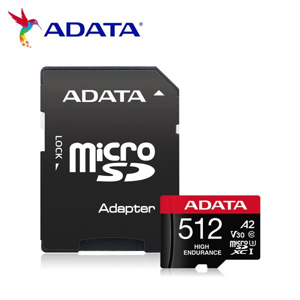 威剛 高耐用 microSDXC UHS-I U3 A2 V30 512G監控記憶卡(附轉卡)